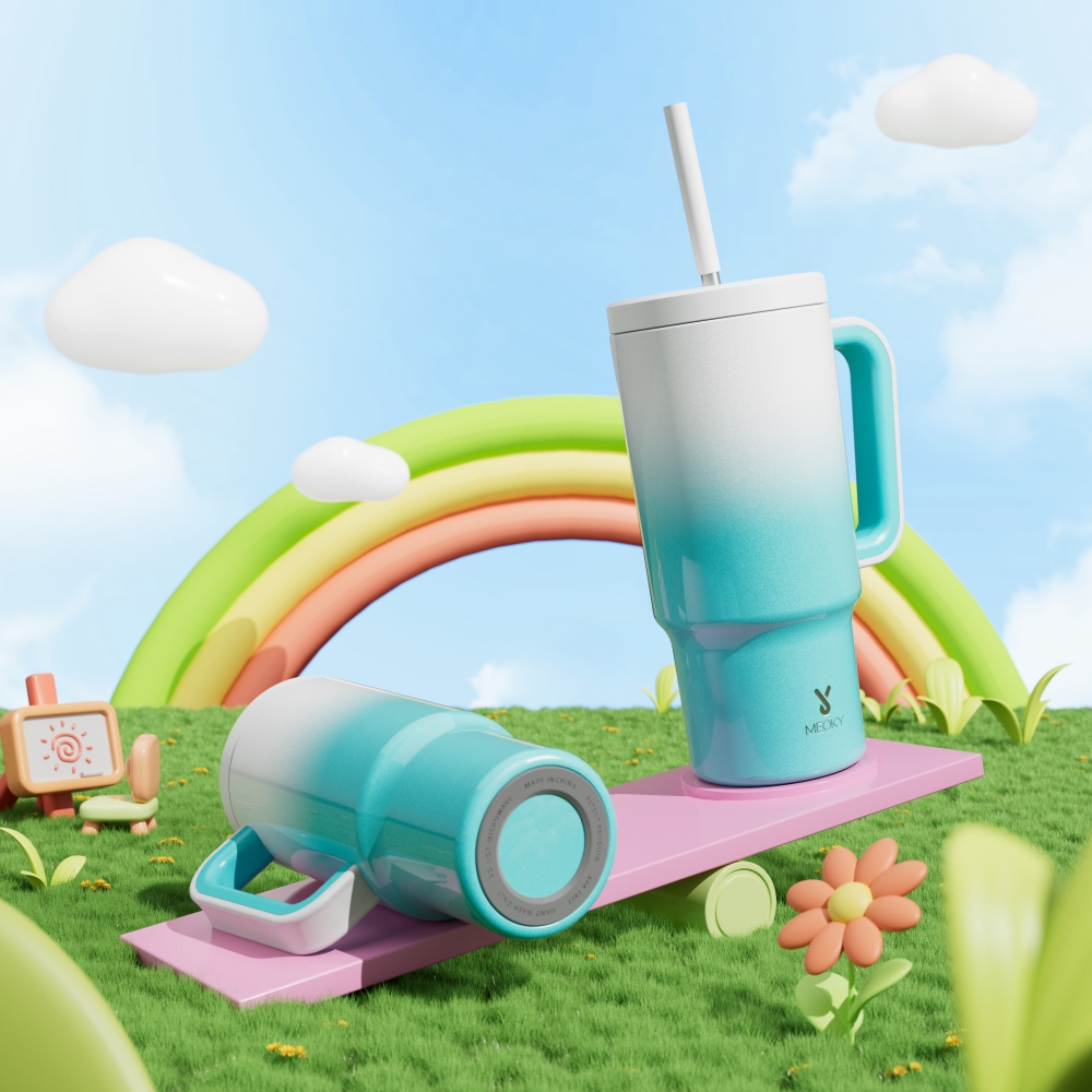 24oz tumbler straw gradient blue white