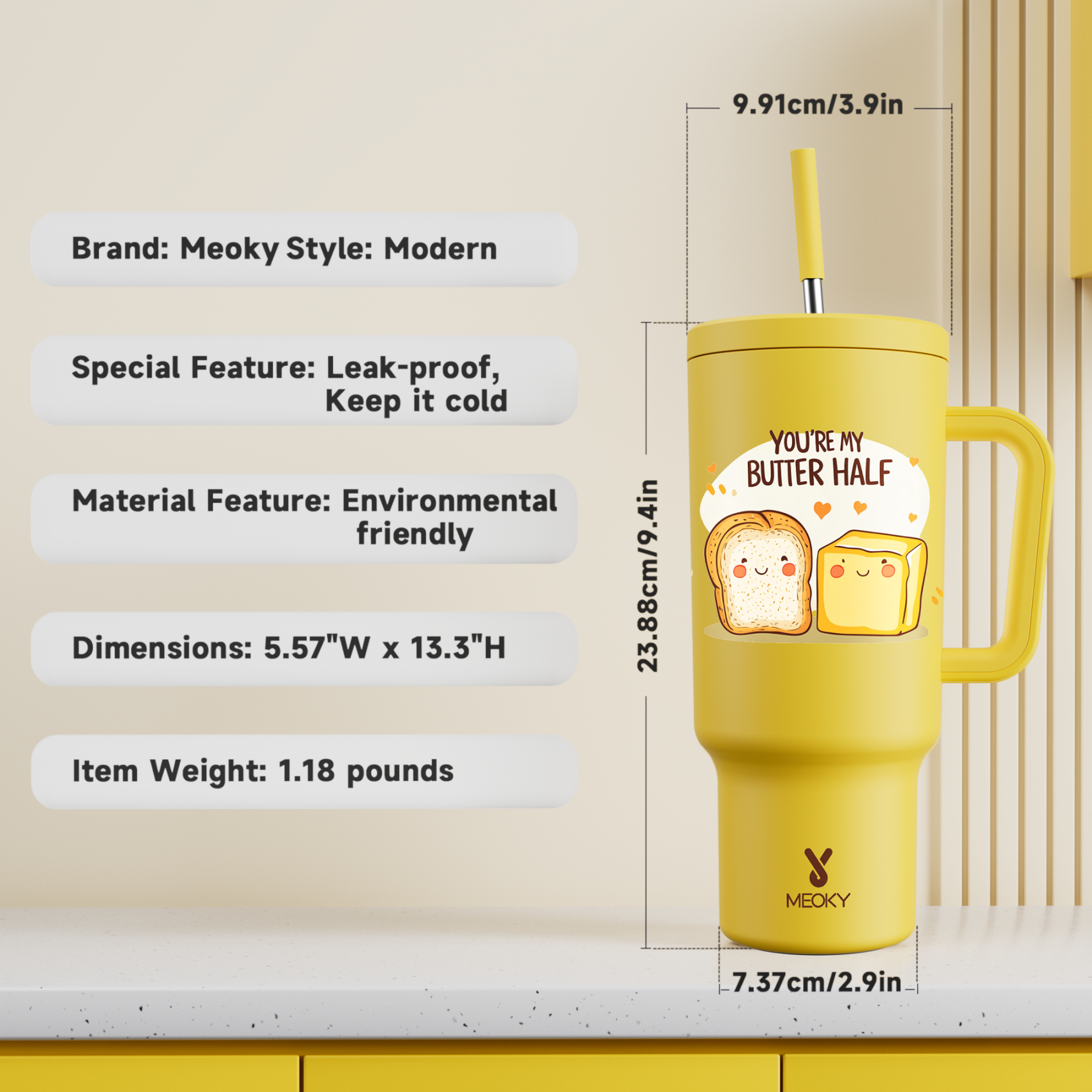 40oz Tumbler With Straw Customized -You're My Butter Half?C A Sip of Love for You!