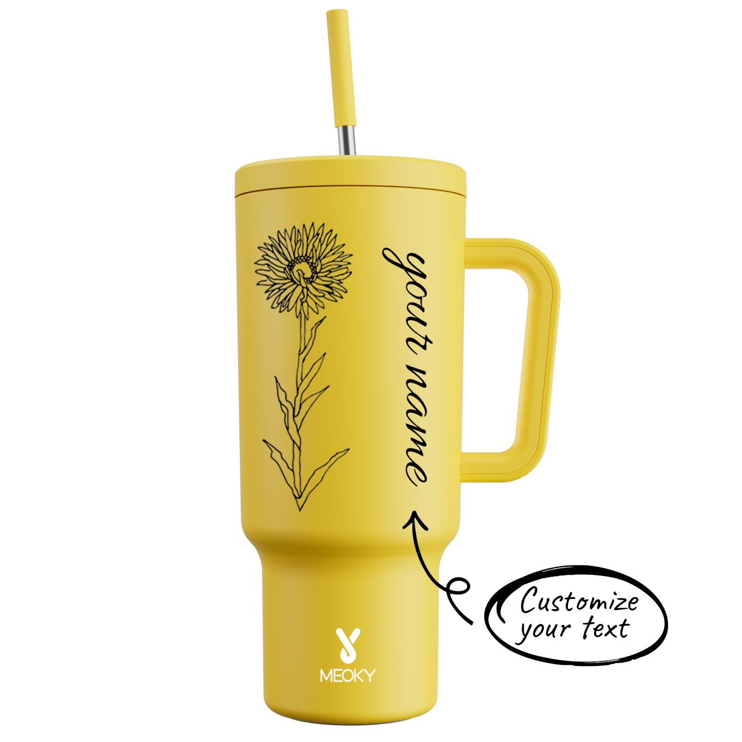 40oz Tumbler With Straw Customized - Monthly Flower