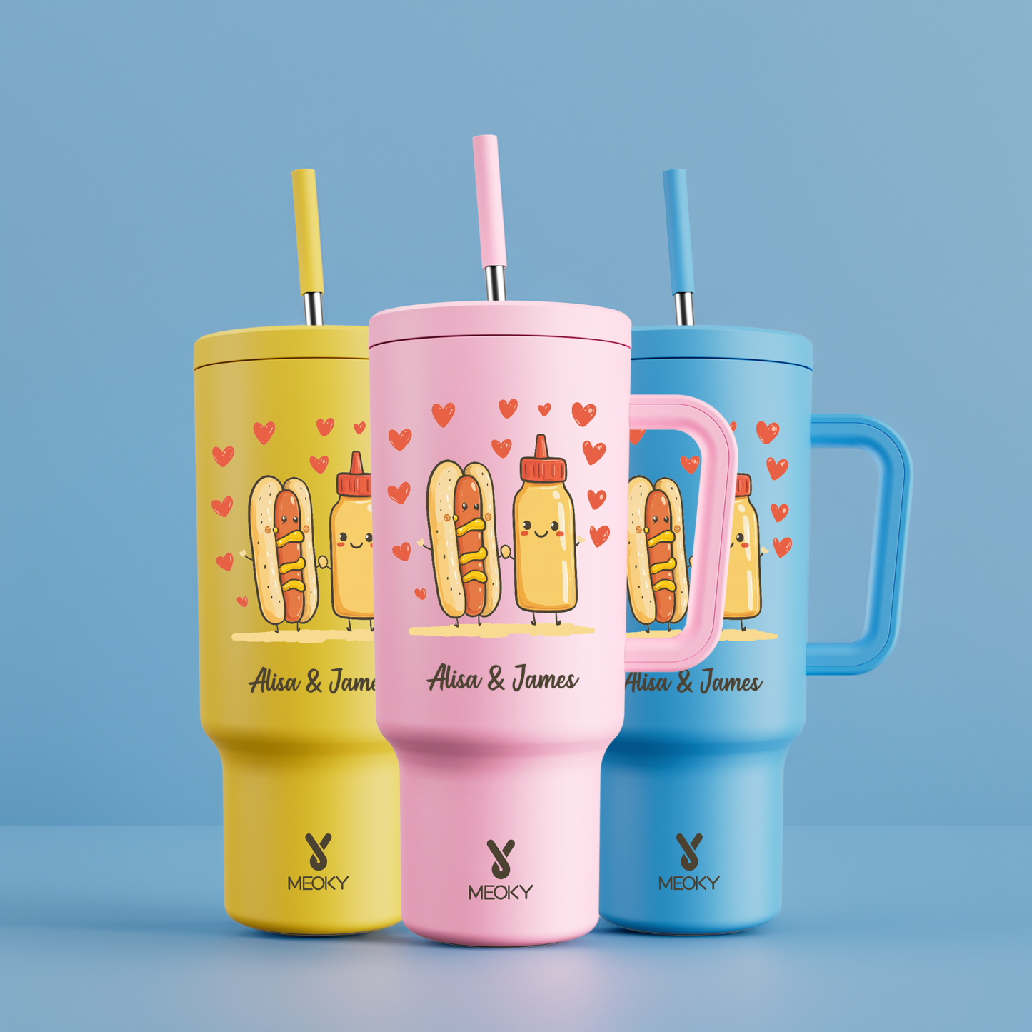40oz Tumbler With Straw Customized - Some Connections Are Simply Inseparable - Just Like Hot Dogs And Mustard!