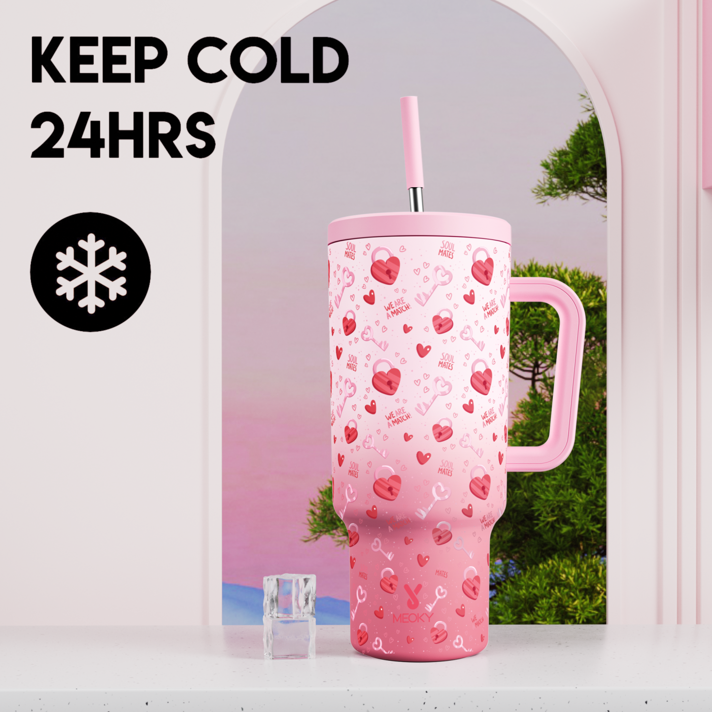 40oz Tumbler With Straw Customized - Valentine's Day Gifts Custom Design
