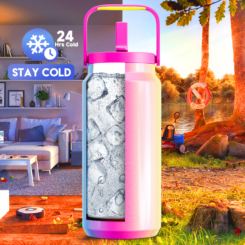 64oz tumbler carrying handle gradient rainbow