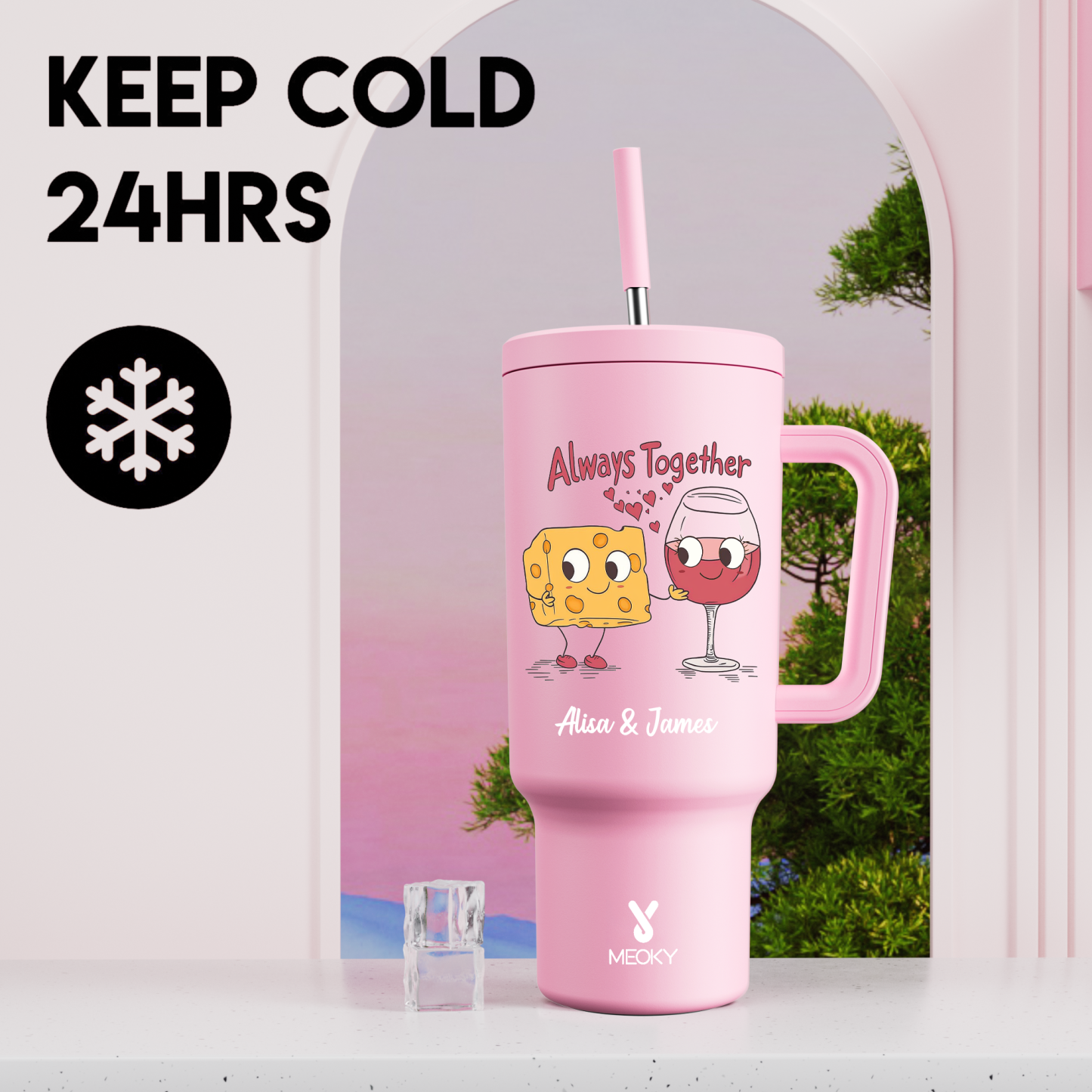 40oz Tumbler With Straw Customized -You & Me ?C Perfect Pair, Perfect Taste