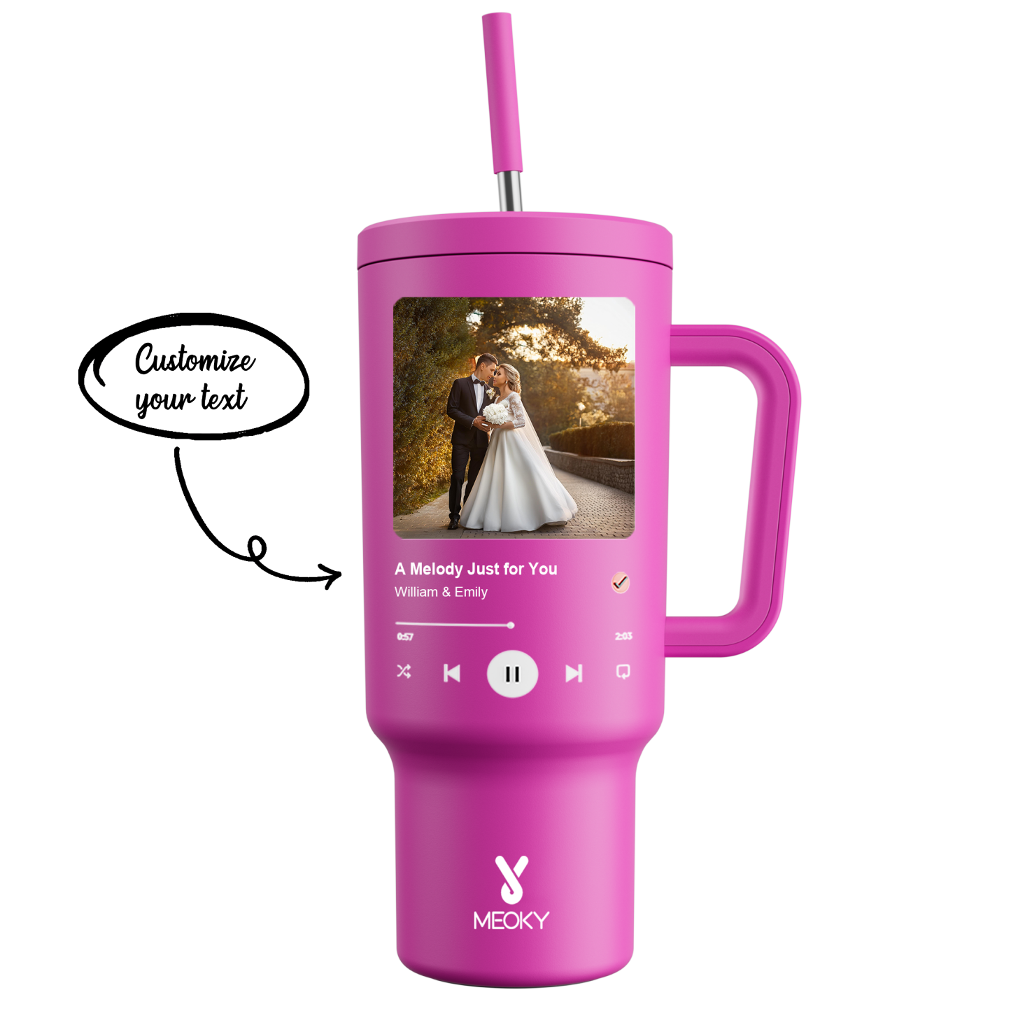 40oz Tumbler With Straw Customized - Custom Favourite Song - Gifts for yourself, friends, family and lover