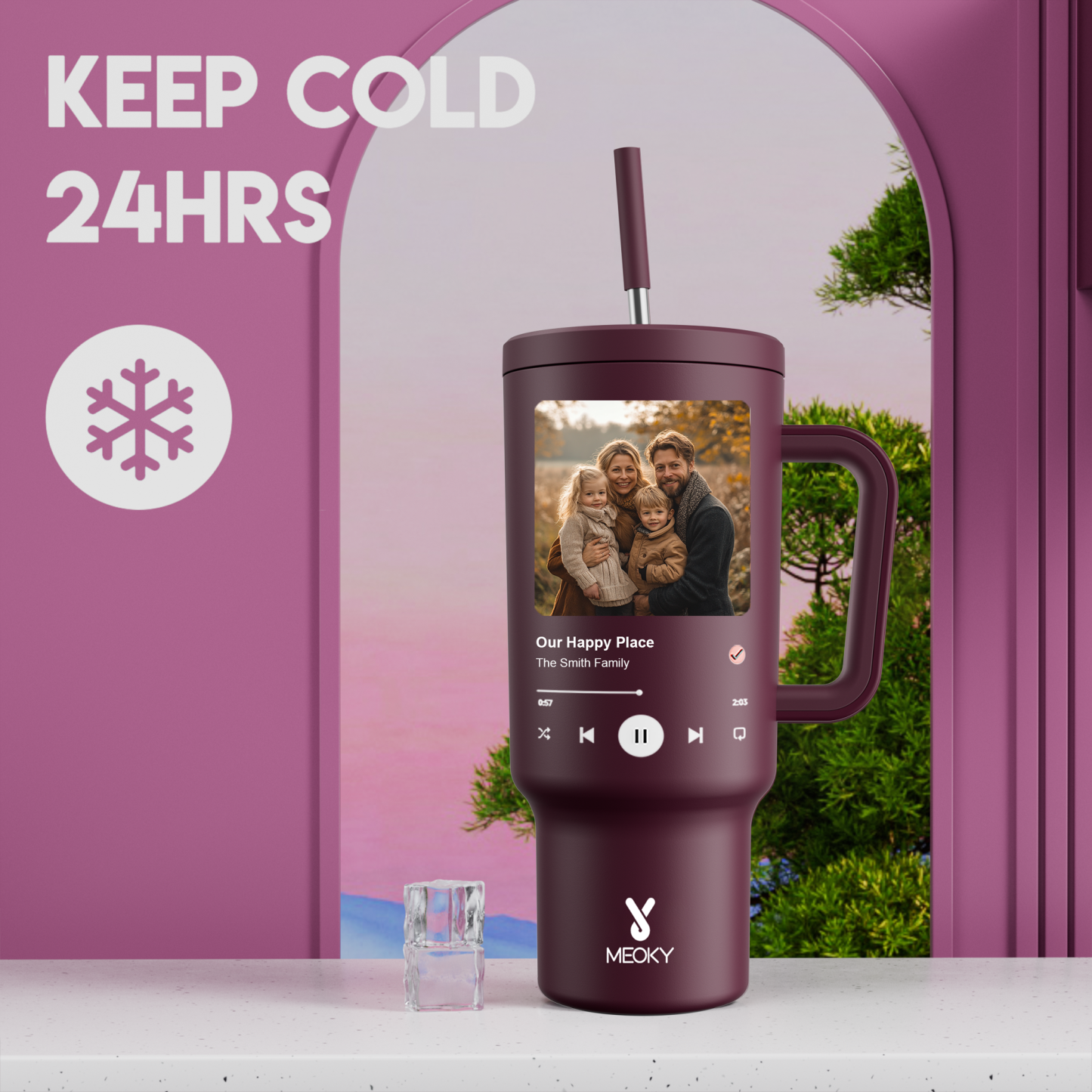 40oz Tumbler With Straw Customized - Custom Favourite Song - Gifts for yourself, friends, family and lover