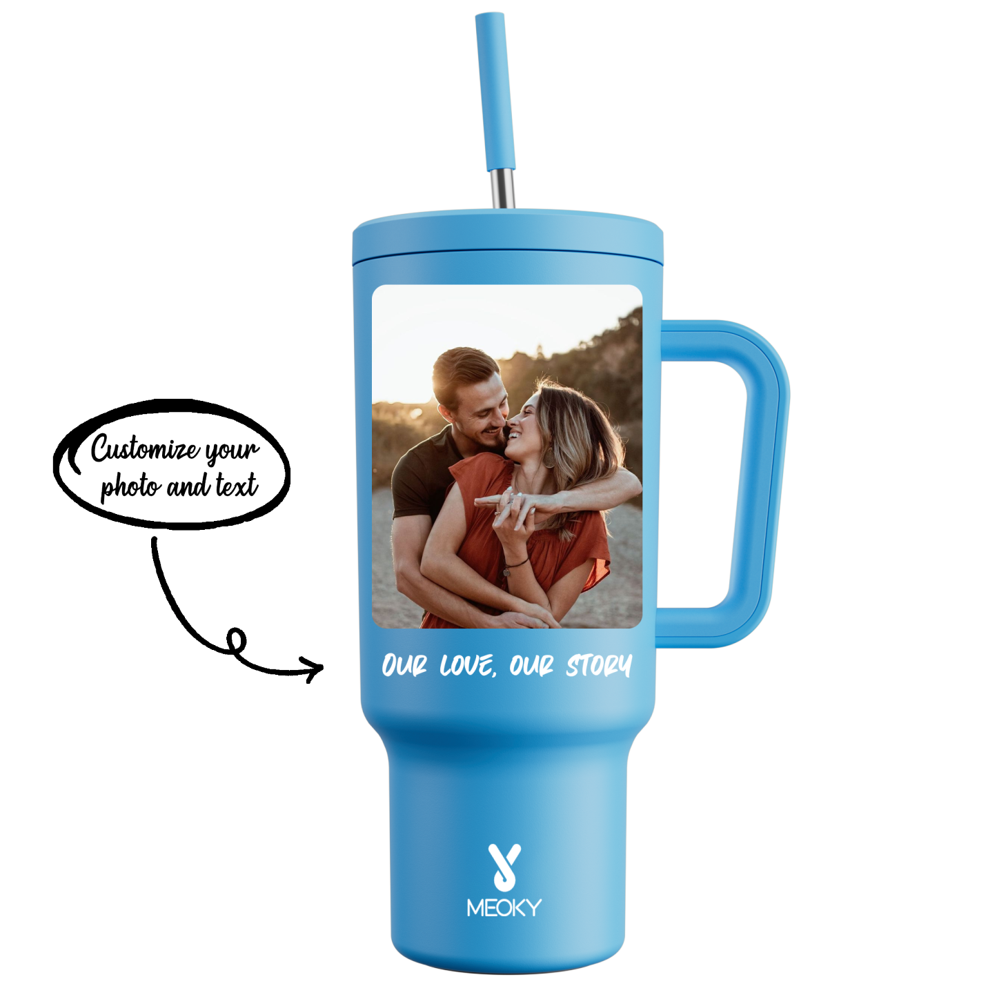 40oz Tumbler With Straw Customized - Memorable Photo and Text