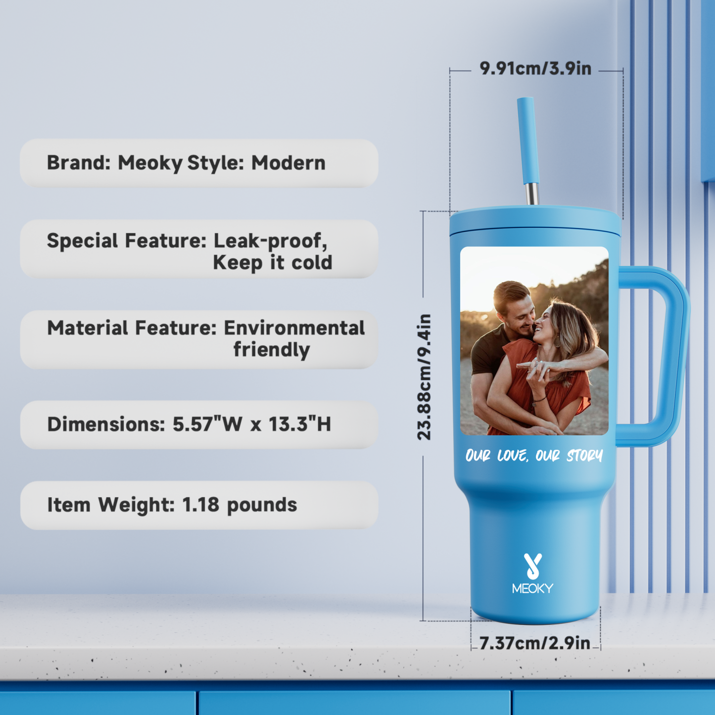40oz Tumbler With Straw Customized - Memorable Photo and Text
