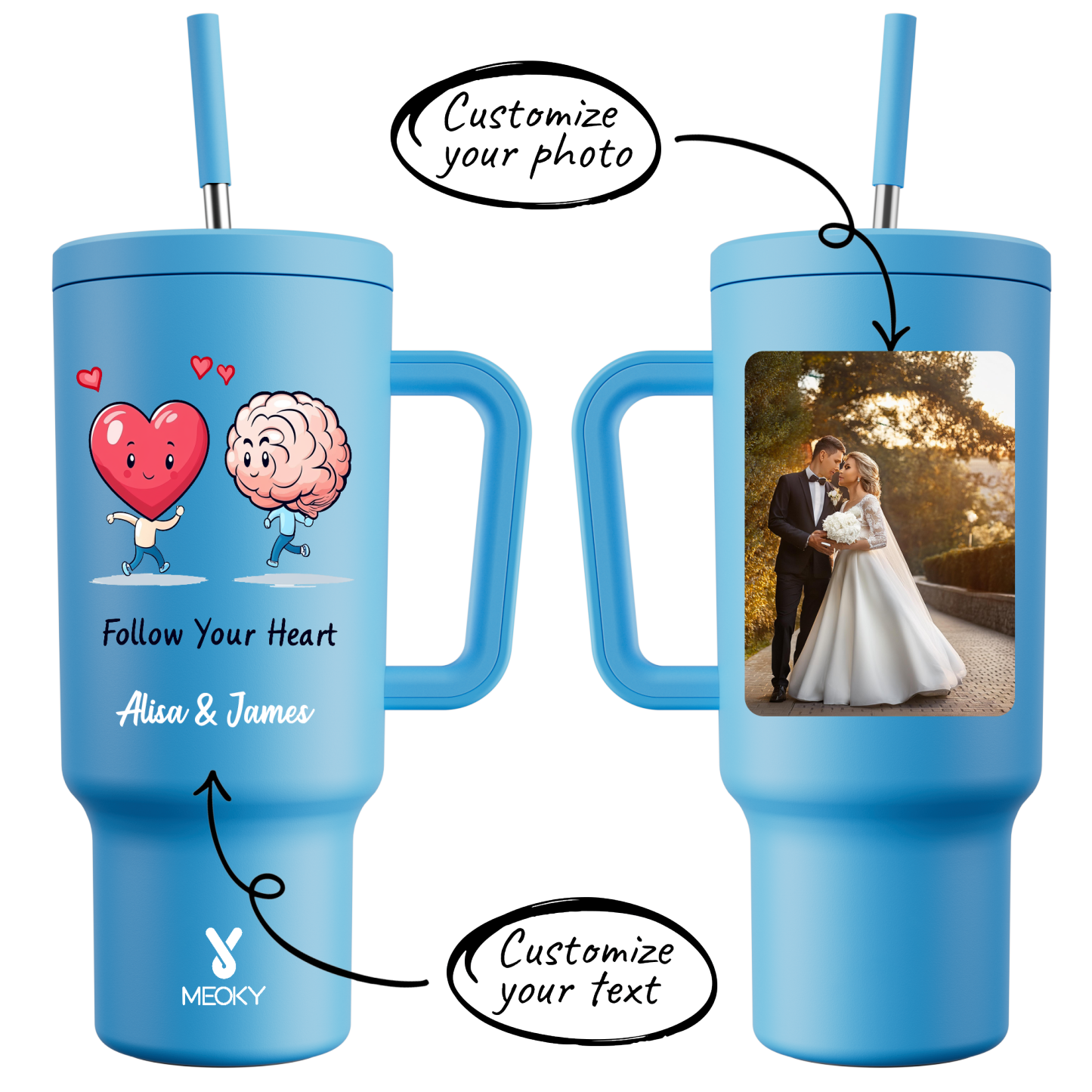 Follow You Heart - Customized 40oz Tumbler With Straw - Best Valentine's Day Gifts for Loved Ones