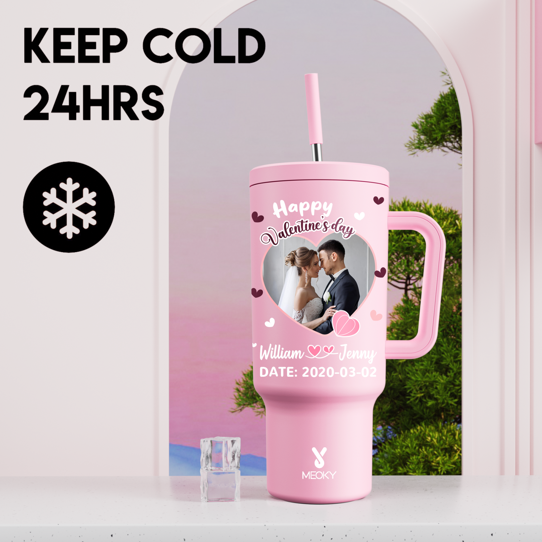 A Love Letter To Her - Customized 40oz Tumbler With Straw - Best Valentine's Day Gifts for Loved Ones