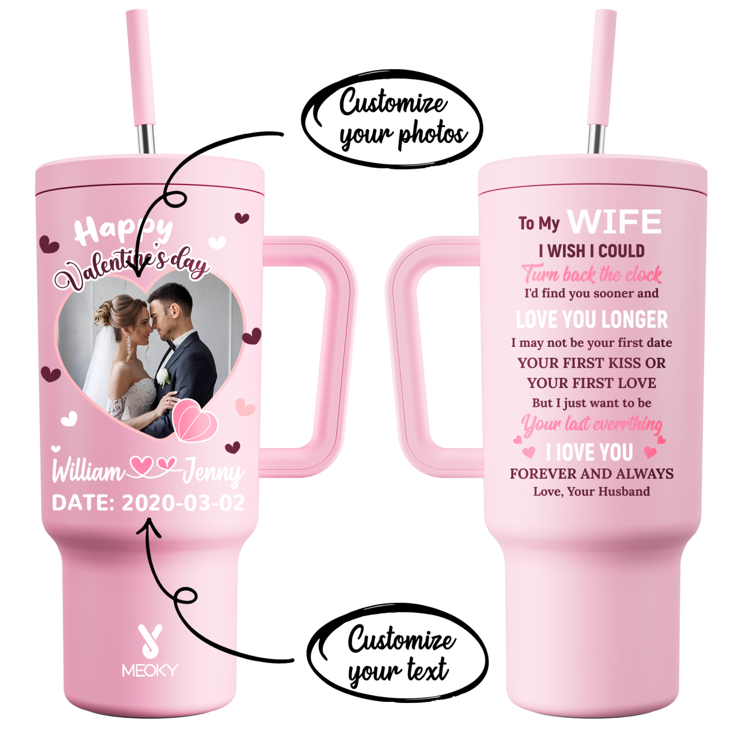 A Love Letter To Her - Customized 40oz Tumbler With Straw - Best Valentine's Day Gifts for Loved Ones