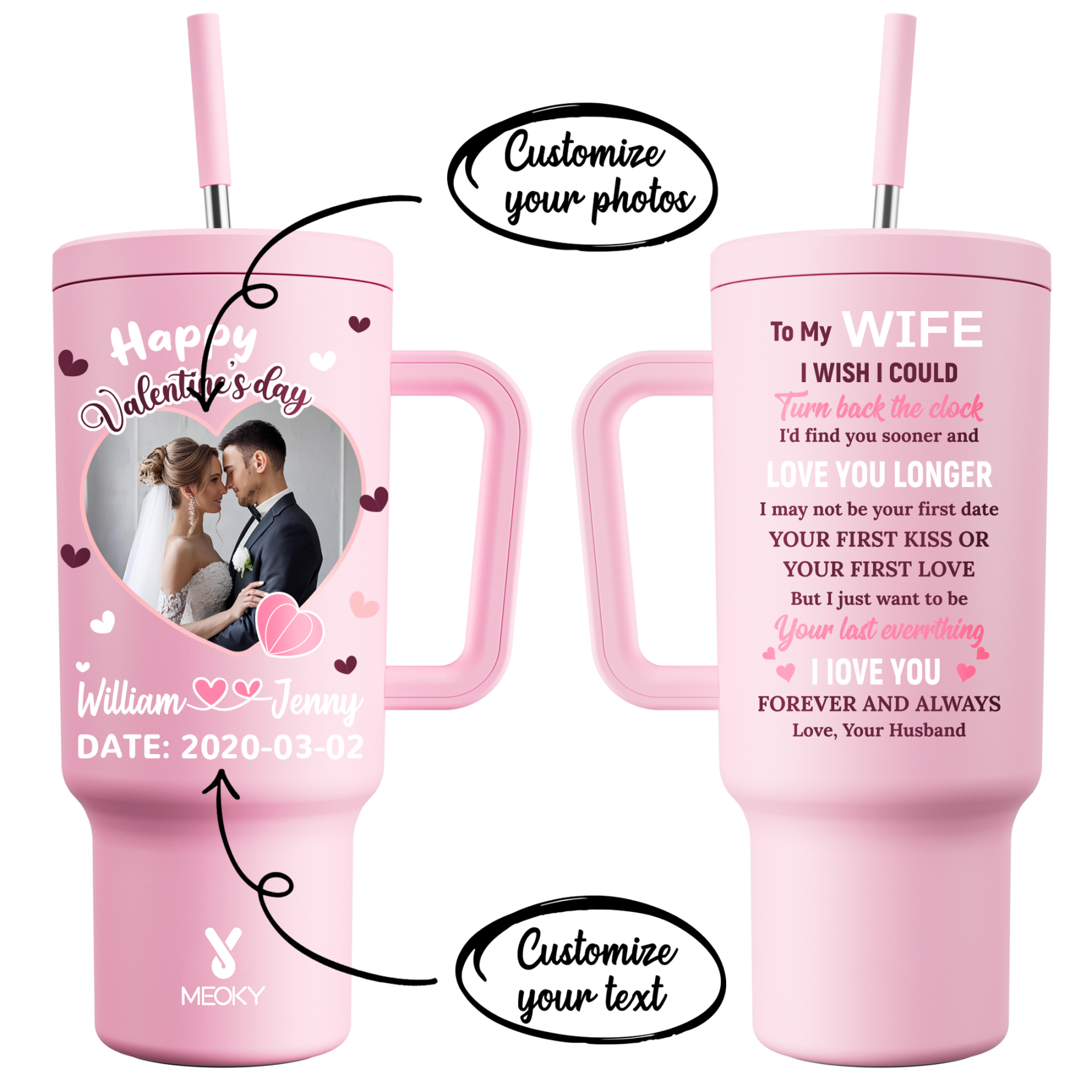 A Love Letter To Her - Customized 40oz Tumbler With Straw - Best Valentine's Day Gifts for Loved Ones