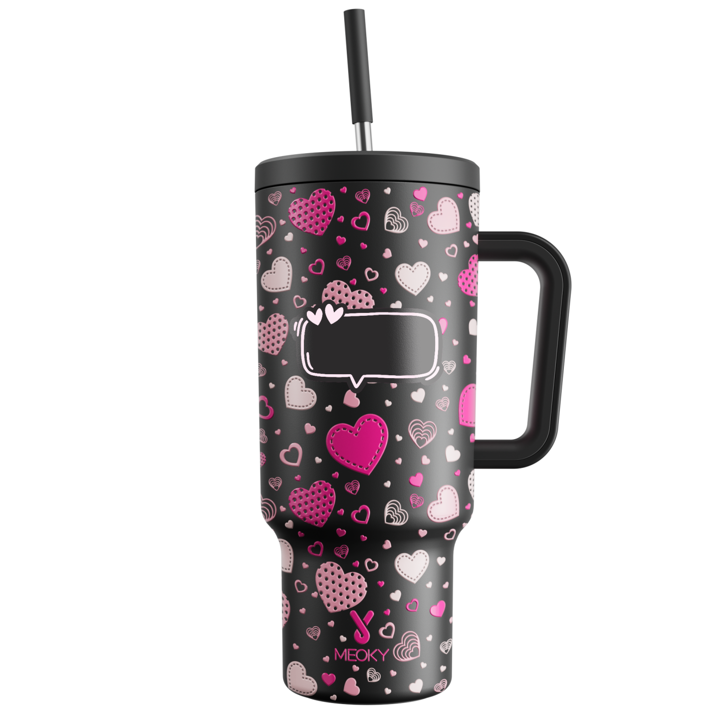 Heart Valentines - Customized 40oz Tumbler With Straw - Best Valentine's Day Gifts for Loved Ones