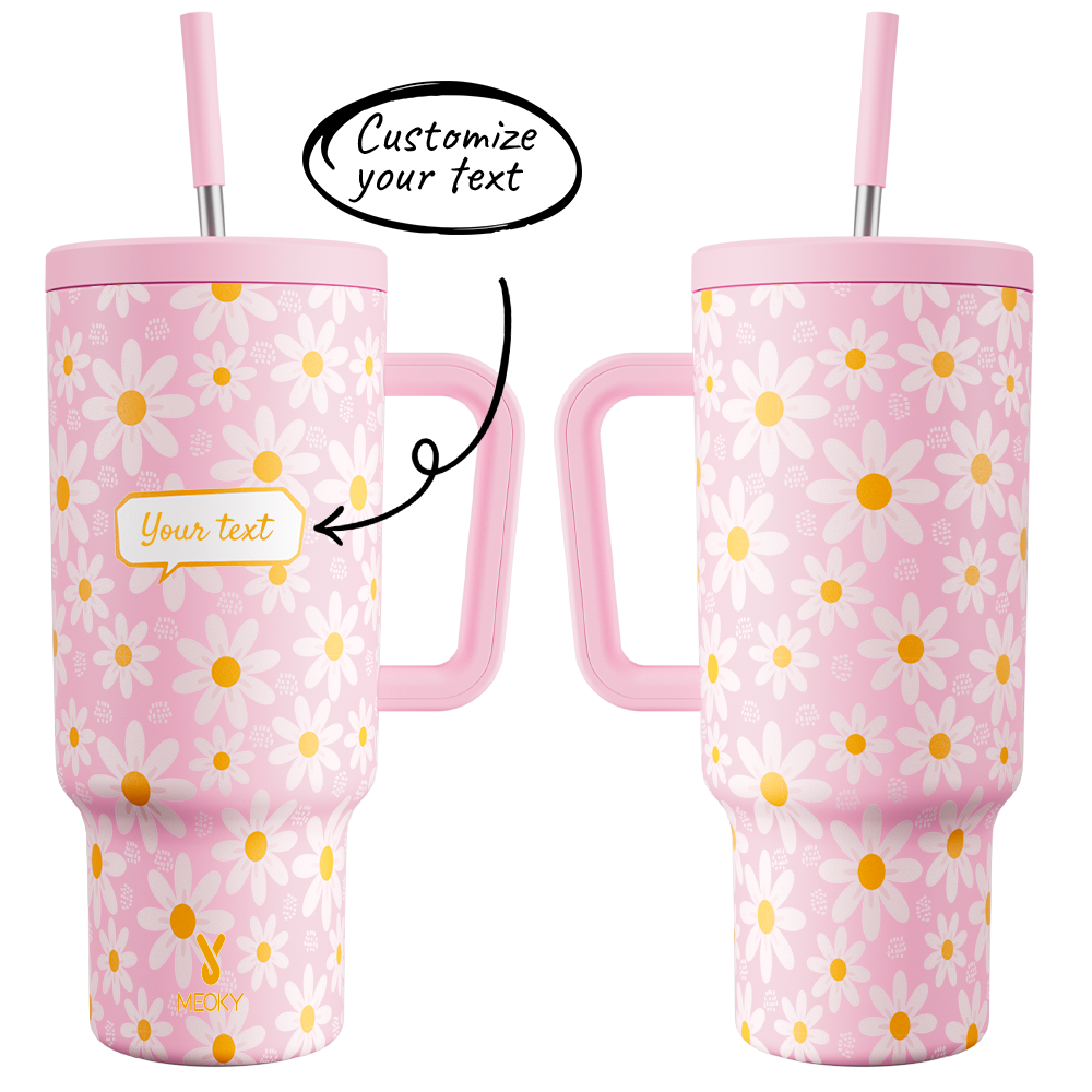 40oz Tumbler With Straw Customized - Floral