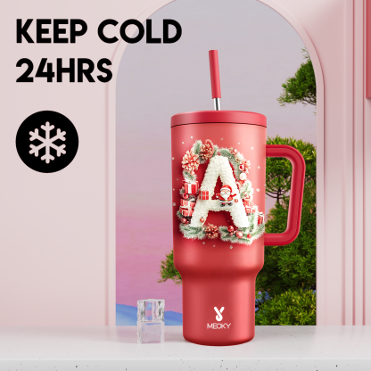 Merry Christmas! - Custom Christmas Alphabet and Text!  -  40oz Tumbler With Straw Customized - Gifts for yourself, family, friends, lovers!