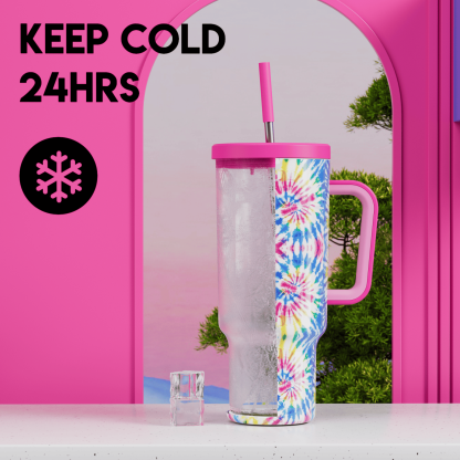 Tie-Dye - Customized 40oz Tumbler With Straw - The perfect gift for Loved ones, relatives, friends !