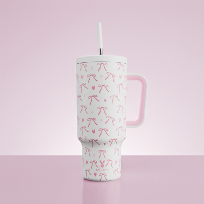 40oz Tumbler With Straw Bow Tie
