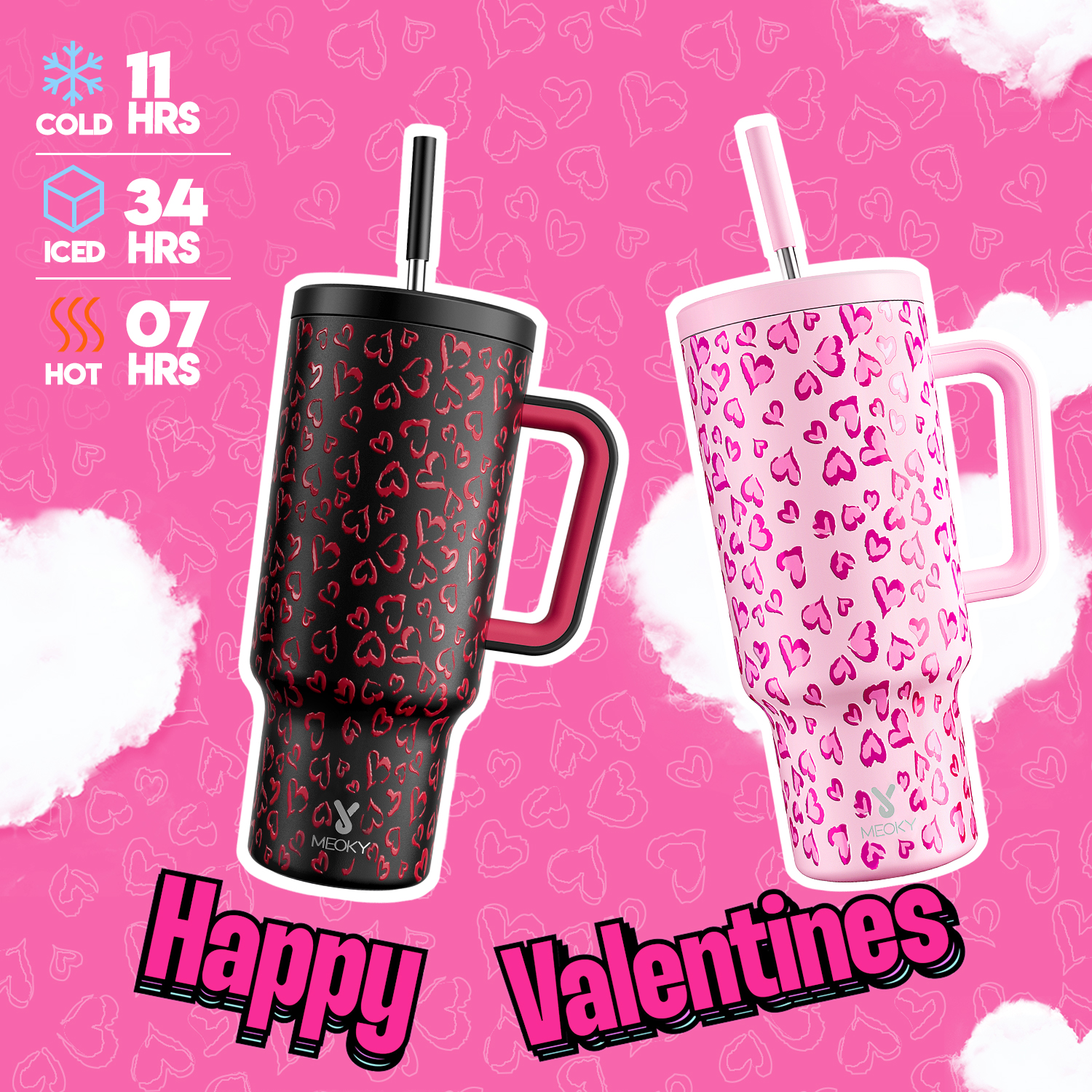 40oz Tumbler With Straw Valentine Collection