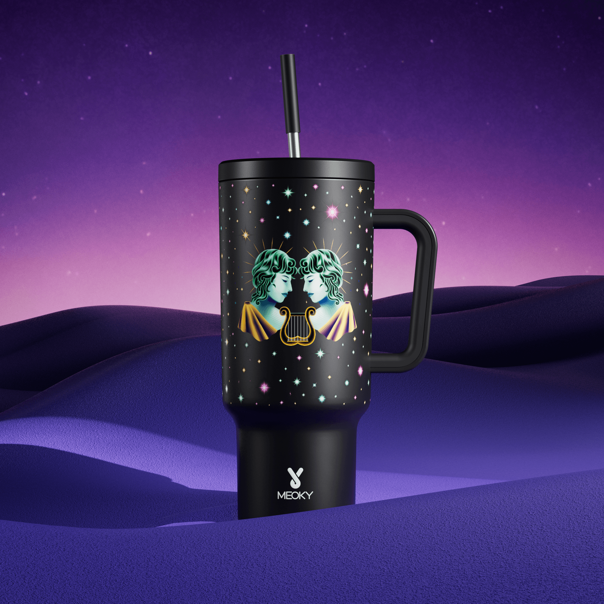 40oz Tumbler With Straw Zodiac Collection-GEMINI