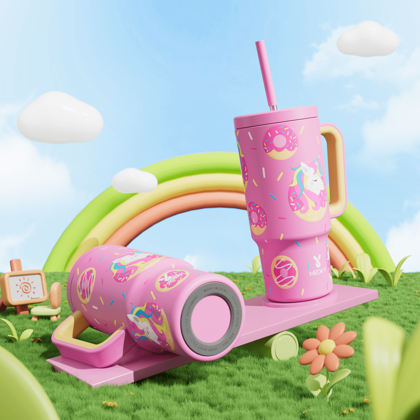 24oz tumbler straw fantasy pink unicorn