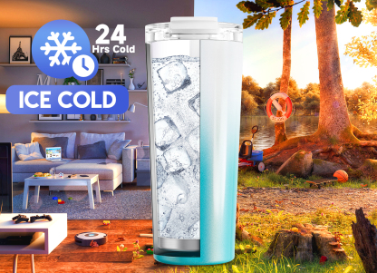 24oz cold cup 2 in 1 lid gradient blue white