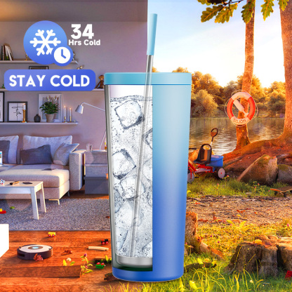 24oz cold cup straw gradient blue sky