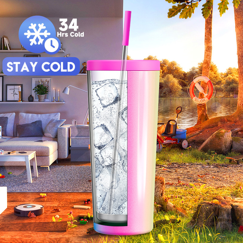24oz cold cup straw gradient rainbow