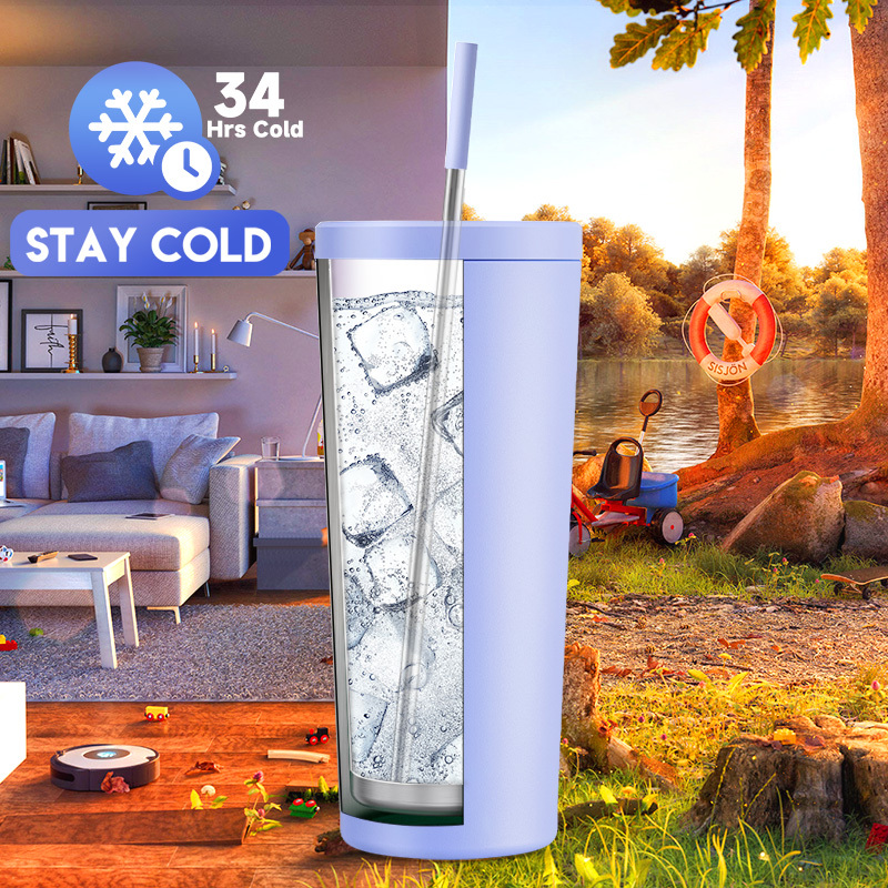 24oz cold cup straw pure purple