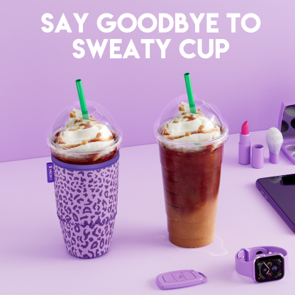 cup sleeve purple leopard