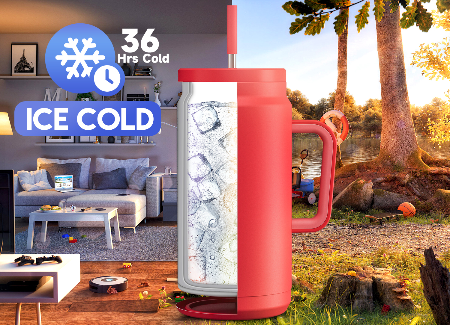 50oz water bottle straw pure rose red