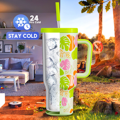 40oz Tumbler With Straw Autumn Collection-Turtleback Leaf