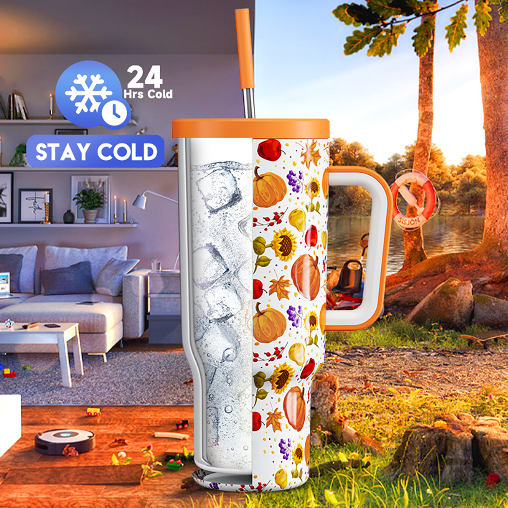 40oz Tumbler With Straw Autumn Collection-Yellow Autumn