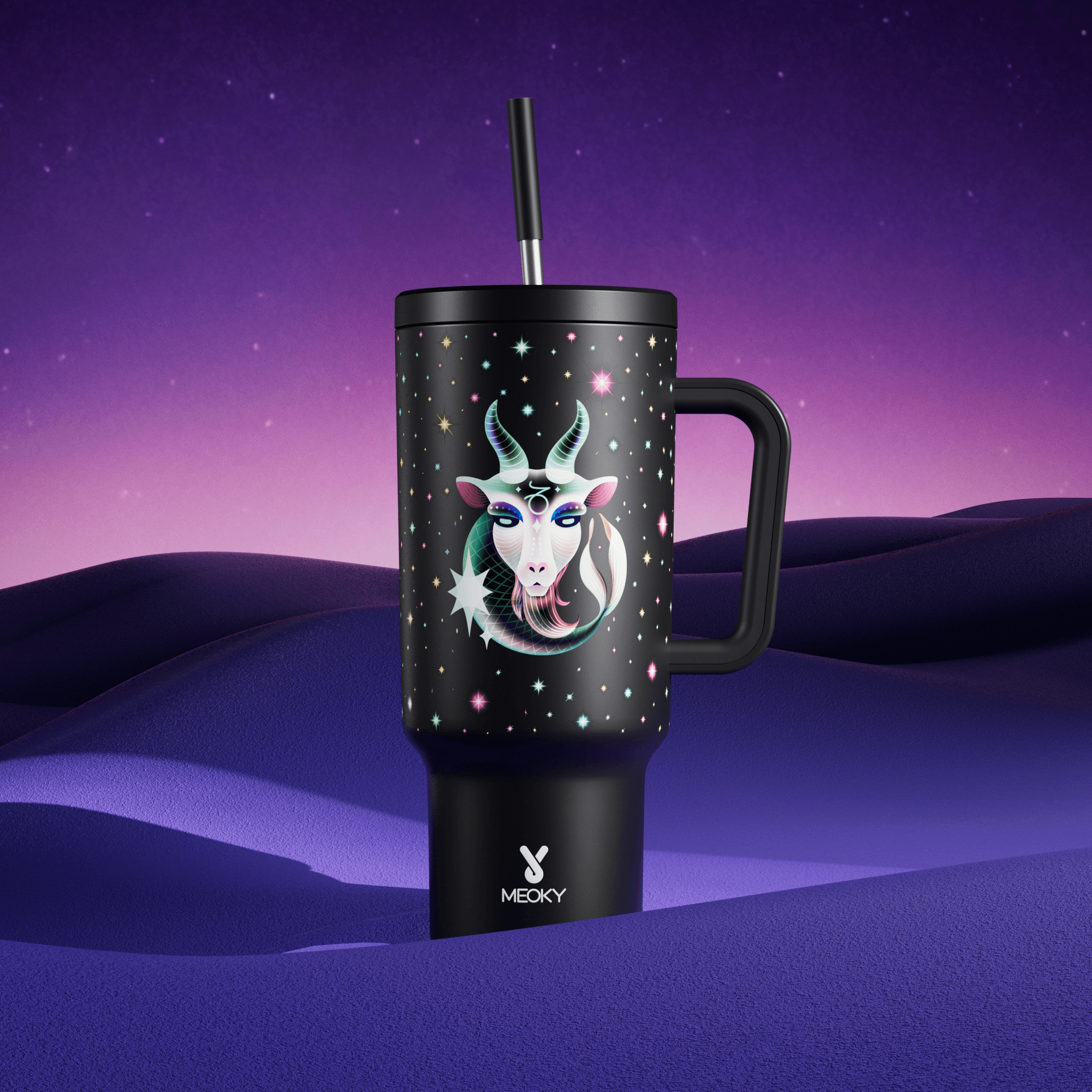 40oz Tumbler With Straw Zodiac Collection-CAPRICORN