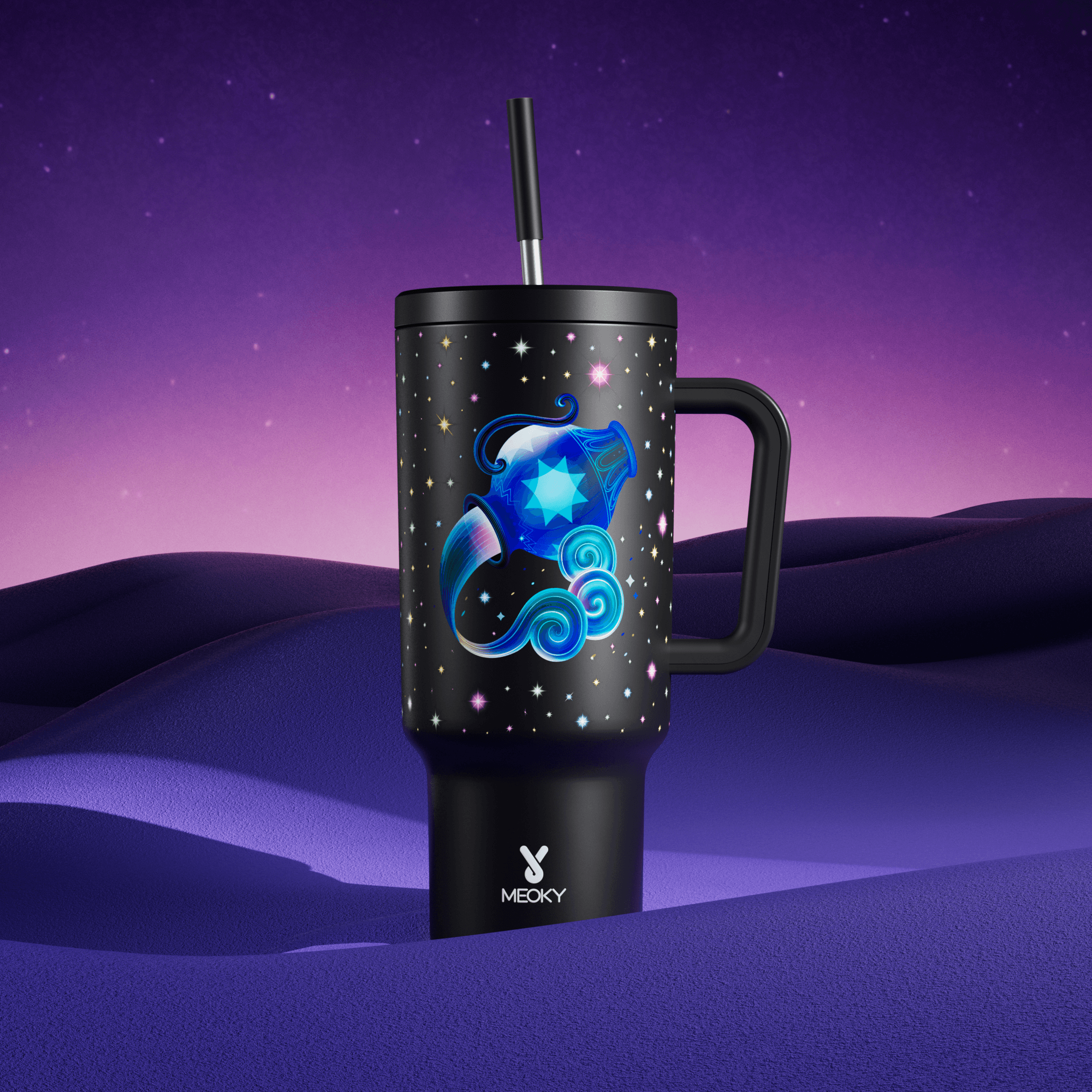 40oz Tumbler With Straw Zodiac Collection-AQUARIUS