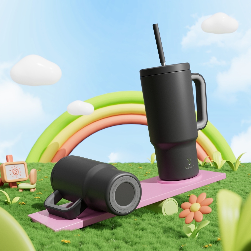 24oz Tumbler With Straw Pure Collection	-Black