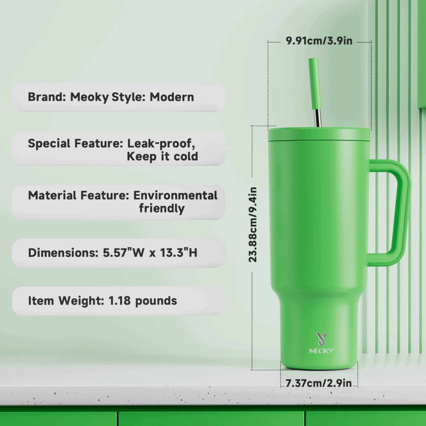 40oz Tumbler With Straw Monochrome Collection-Dark Green
