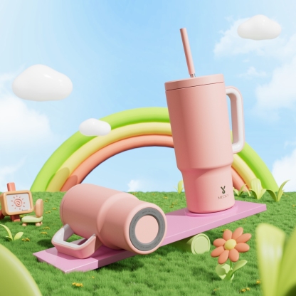 24oz Tumbler With Straw Pure Collection-Light Pink