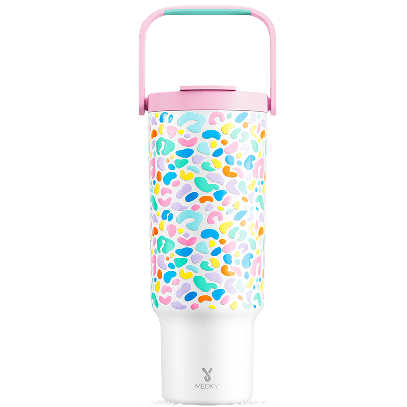 Meoky 40oz Tumbler With Carrying Handle Animal Print Collection