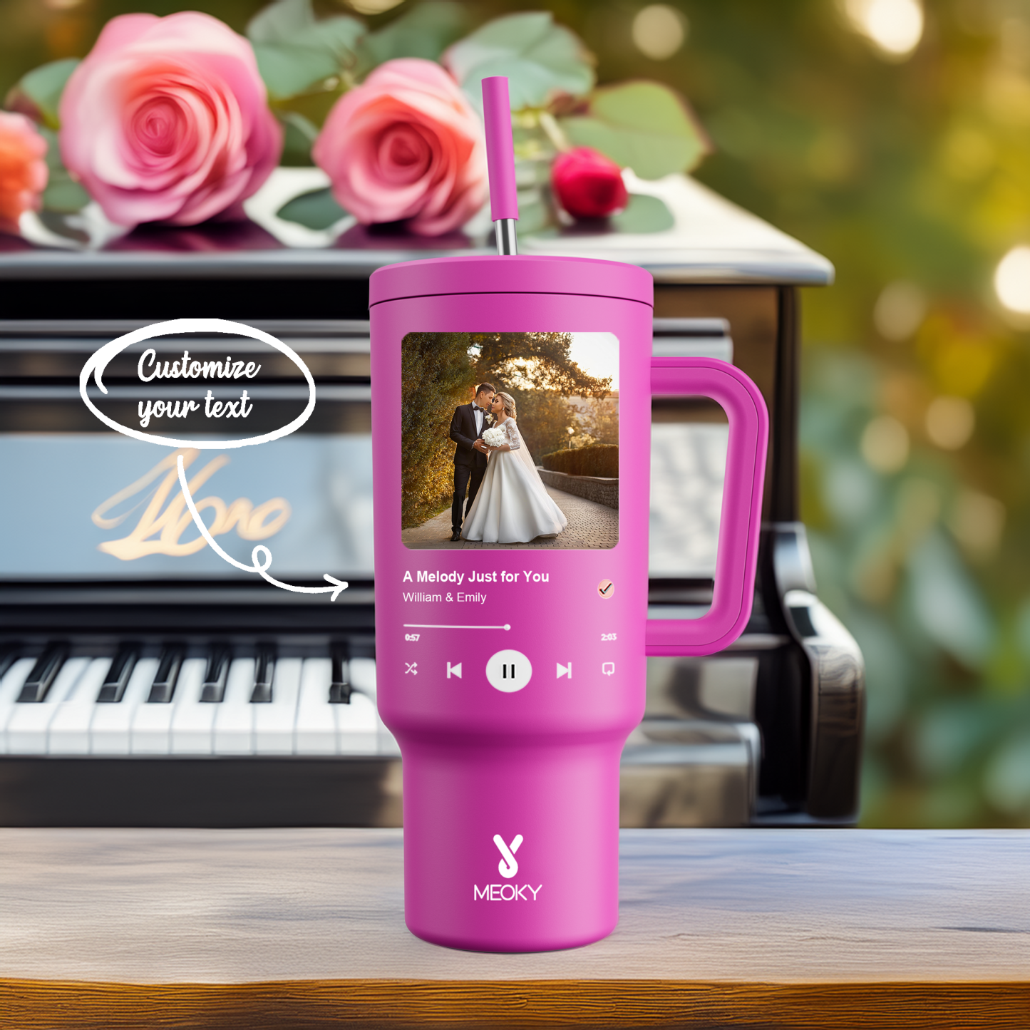40oz Tumbler With Straw Customized - Custom Favourite Song - Gifts for yourself, friends, family and lover