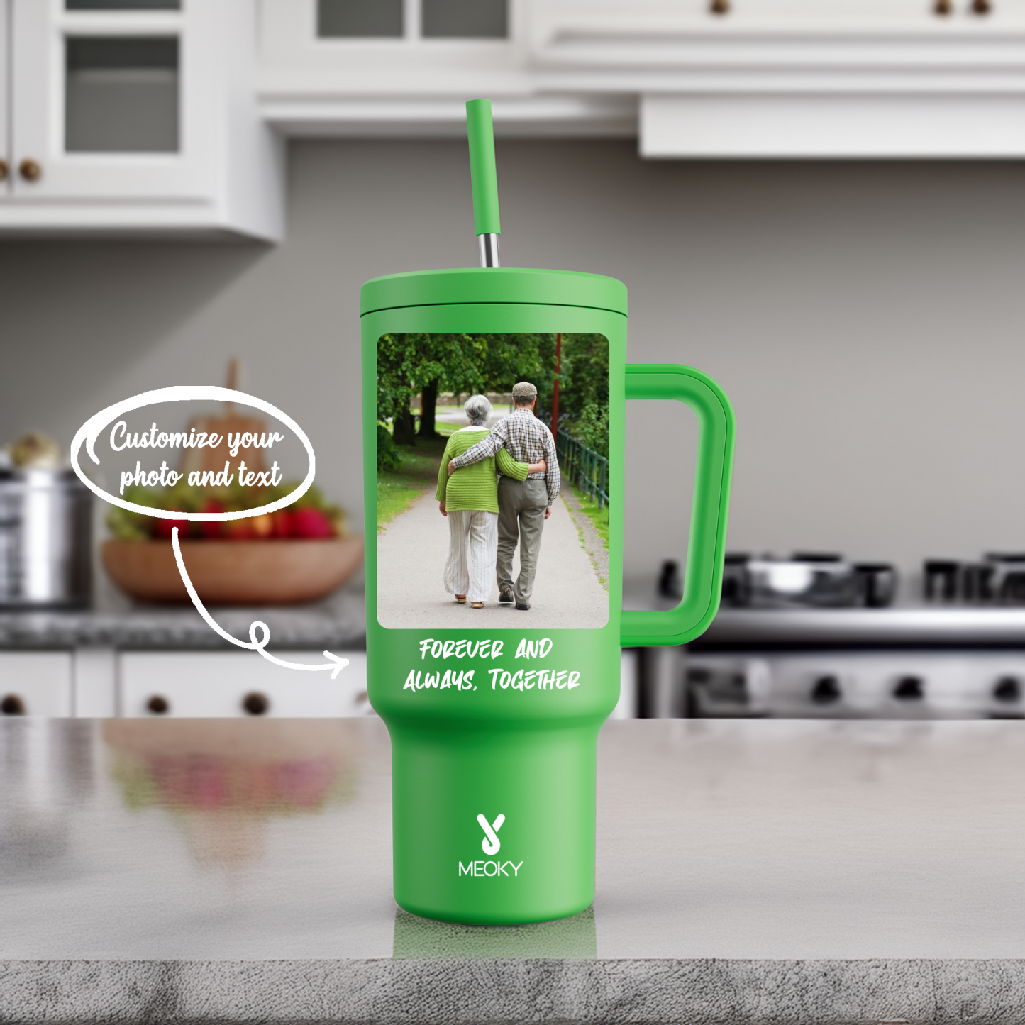 40oz Tumbler With Straw Customized - Memorable Photo and Text