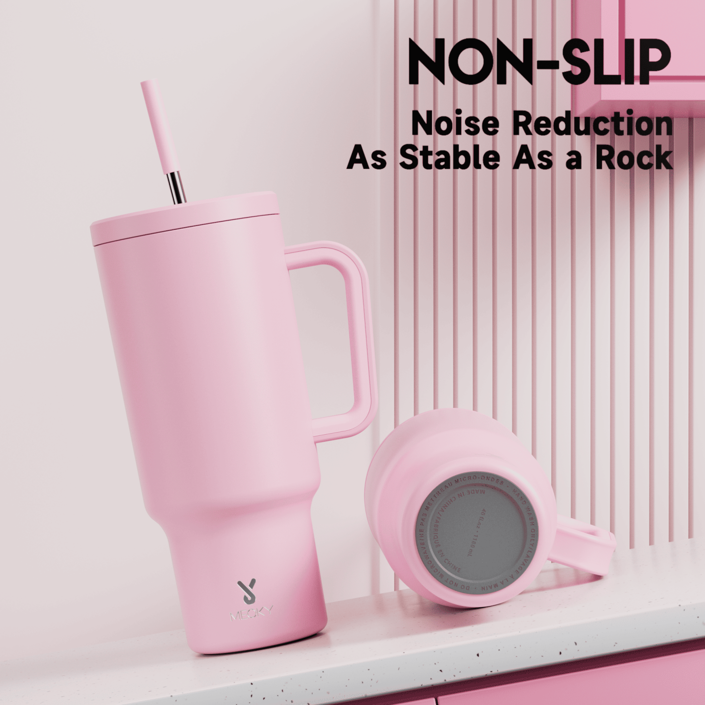 40oz Tumbler With Straw Monochrome Collection-Pale Pink
