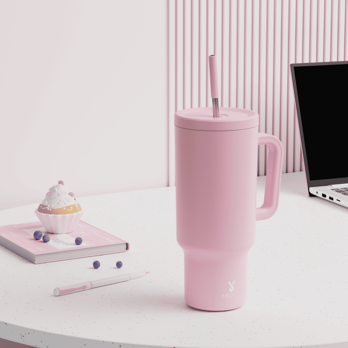 40oz Tumbler With Straw Monochrome Collection-Pale Pink