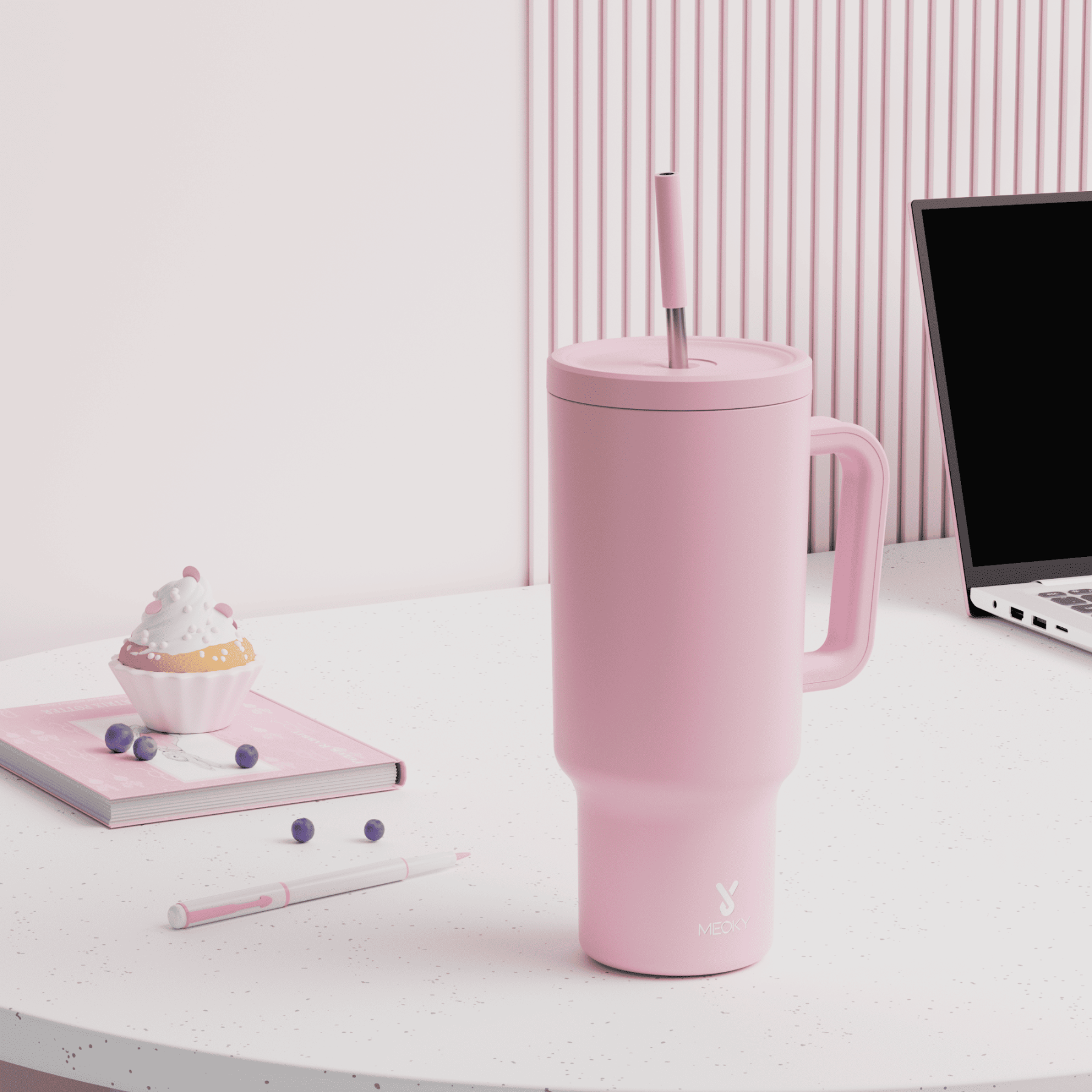 40oz Tumbler With Straw Monochrome Collection-Pale Pink