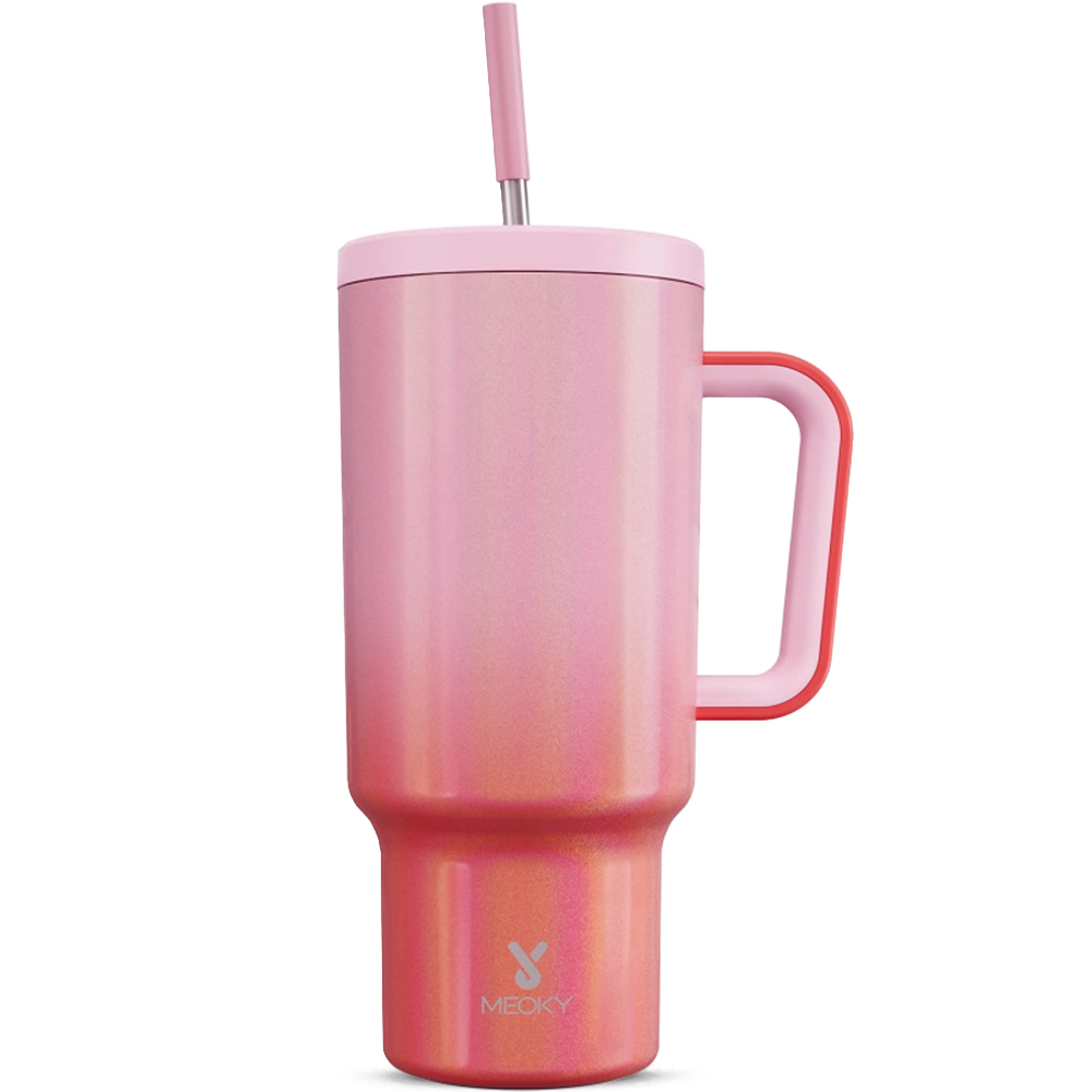 40oz Tumbler With Straw Gradient Collection-red pink