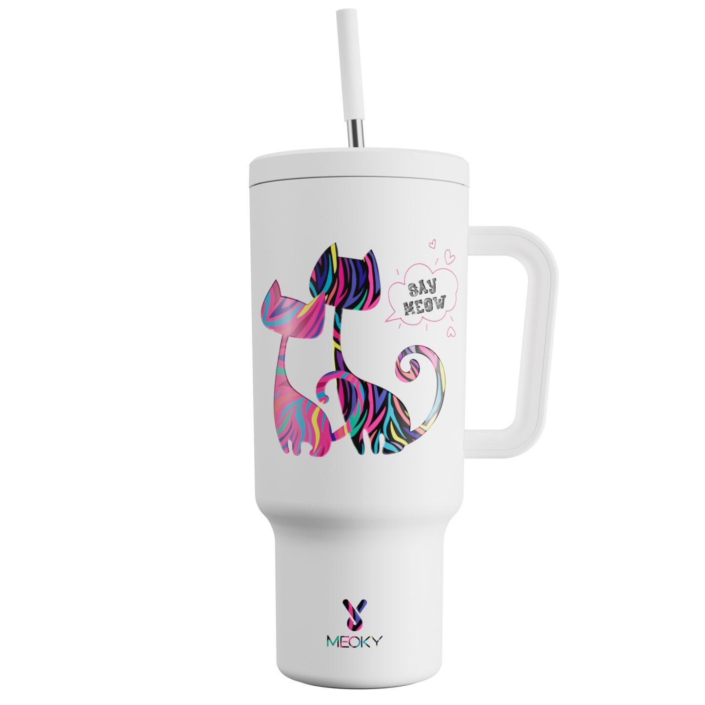 40oz Tumbler With Straw Cat Collection-Meowlogue