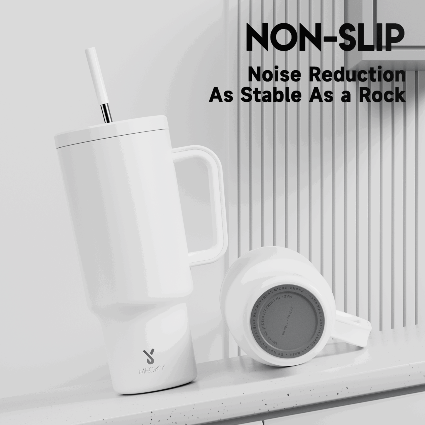 40oz Tumbler With Straw Monochrome Collection-White