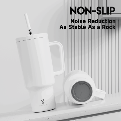40oz Tumbler With Straw Monochrome Collection-White