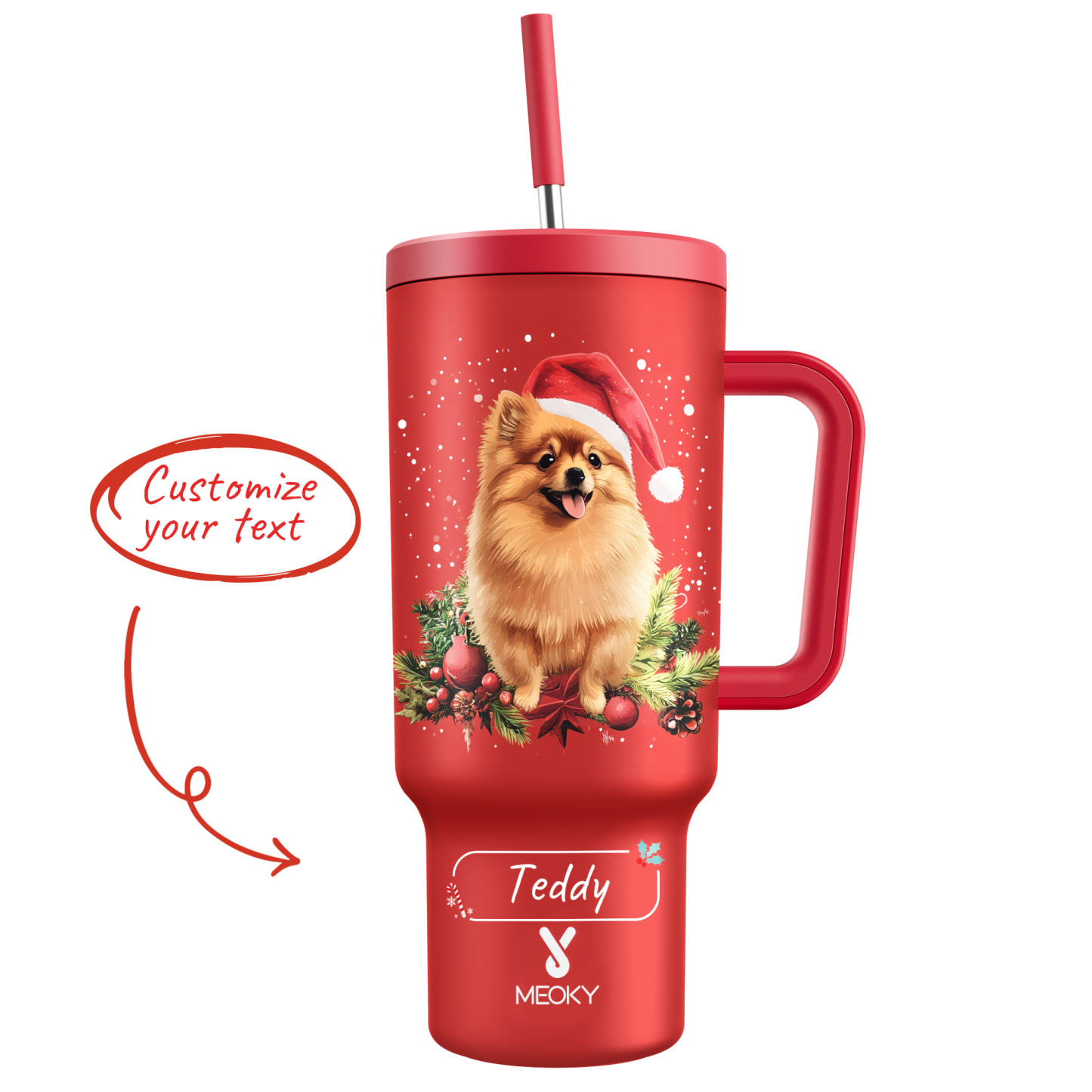 40oz Tumbler With Straw Customized - Merry Christmas! - Spend Christmas With Your Funny Dog!