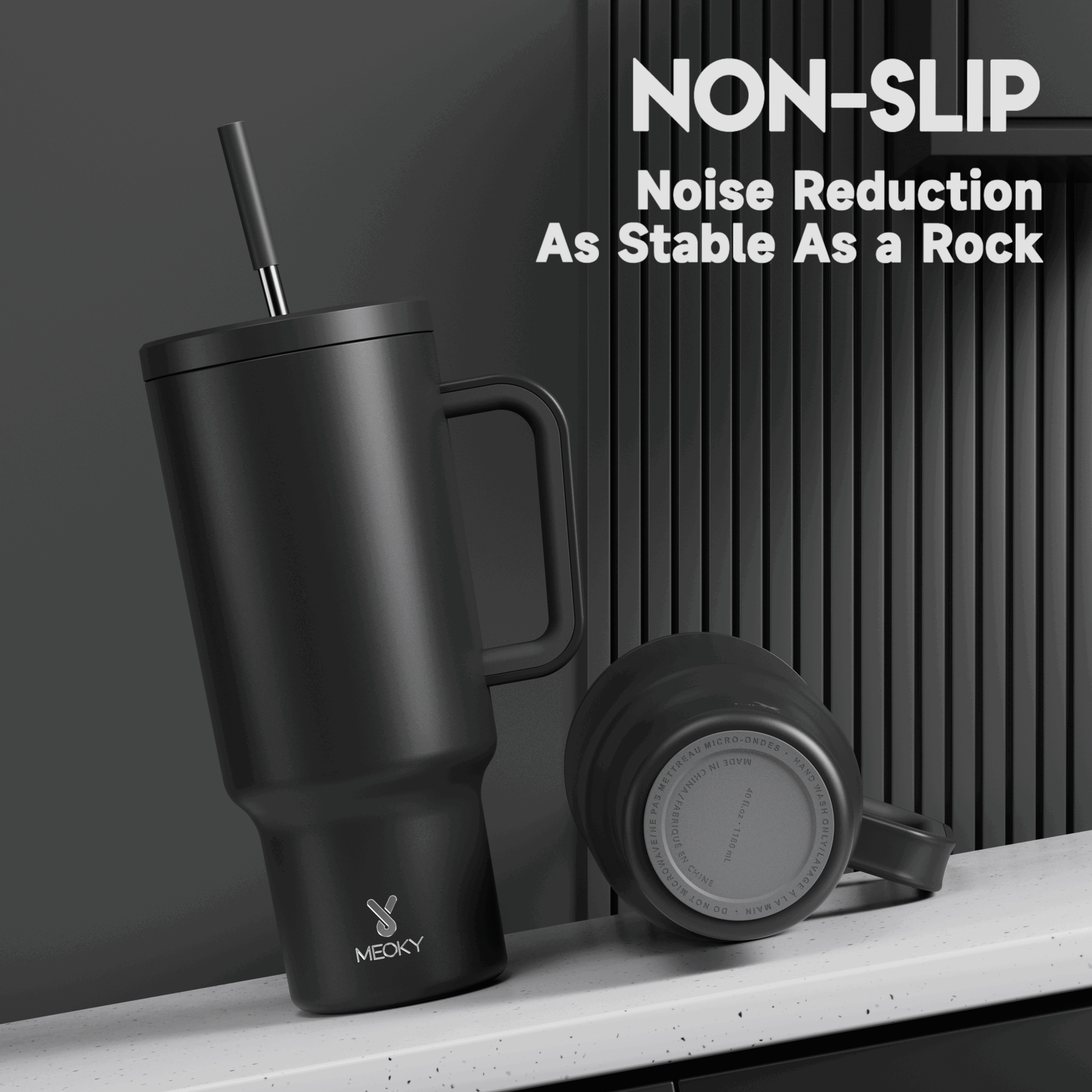 40oz Tumbler With Straw Monochrome Collection-Black
