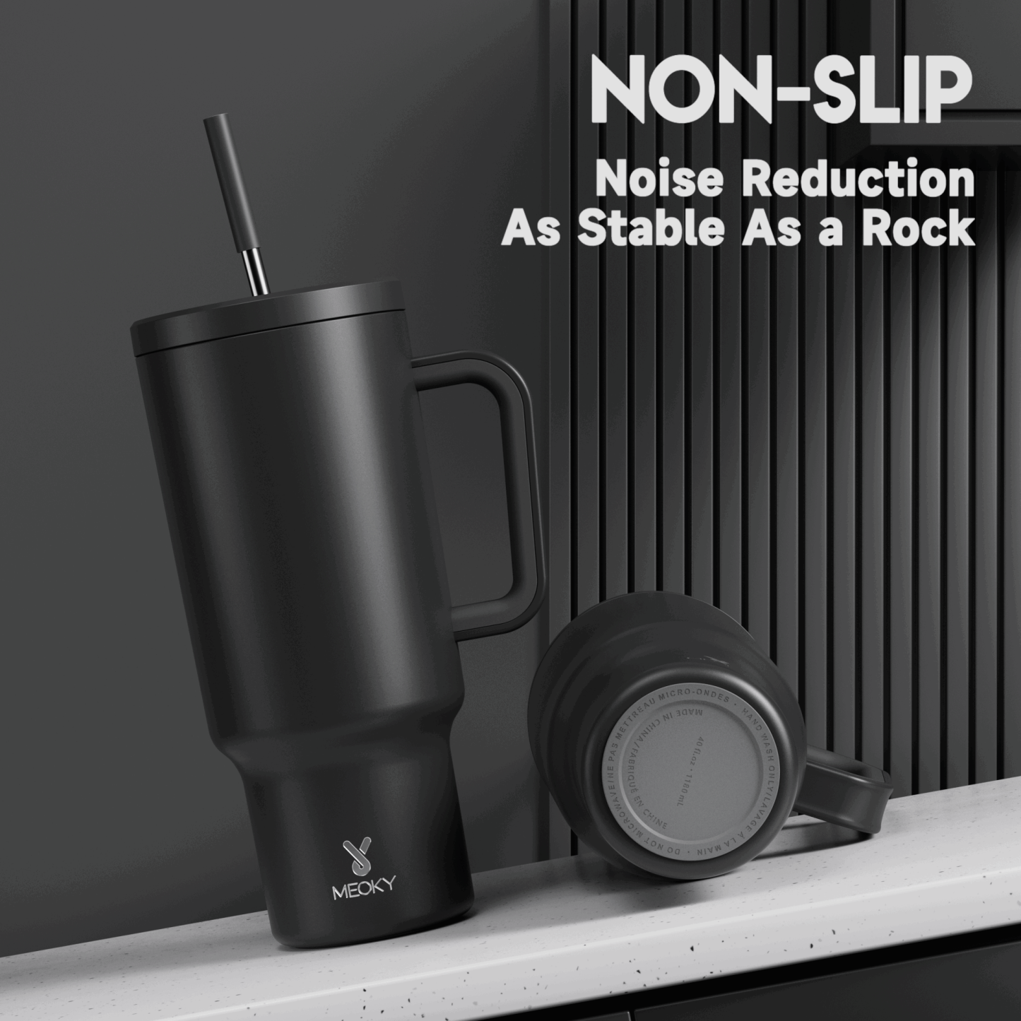 40oz Tumbler With Straw Monochrome Collection-Black