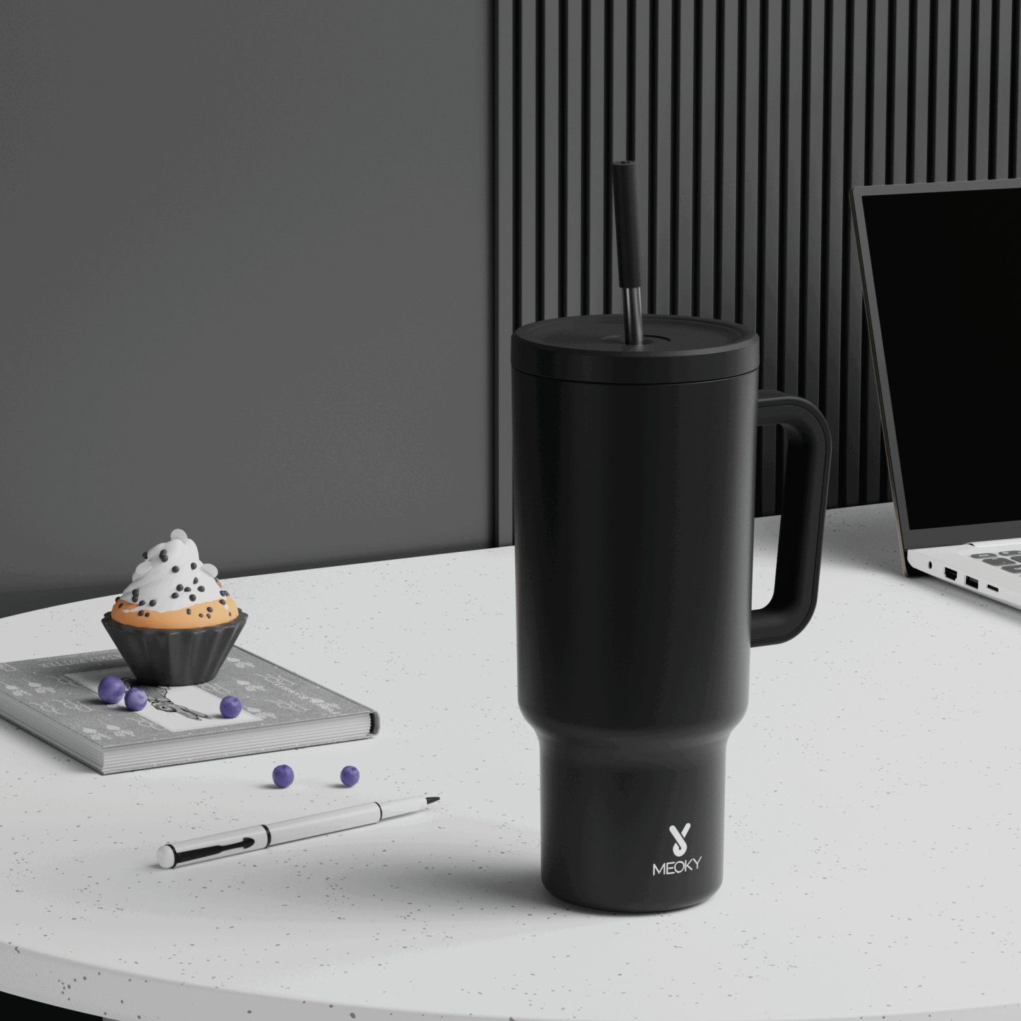 40oz Tumbler With Straw Monochrome Collection-Black